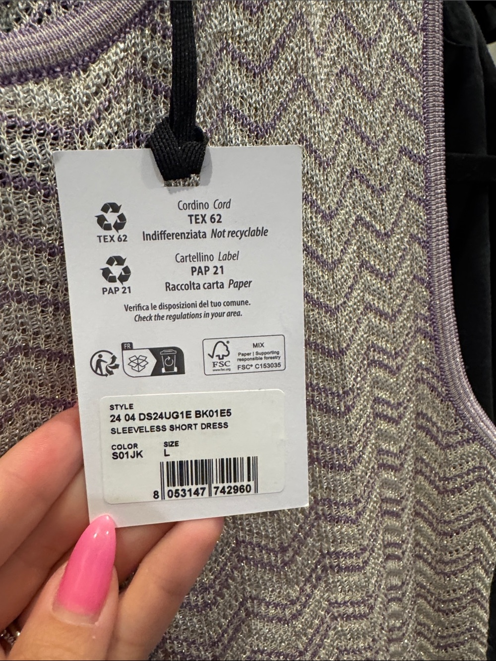 Missoni Lavender & Cream Chevron Knit Sleeveless Dress - Picture 9 of 9